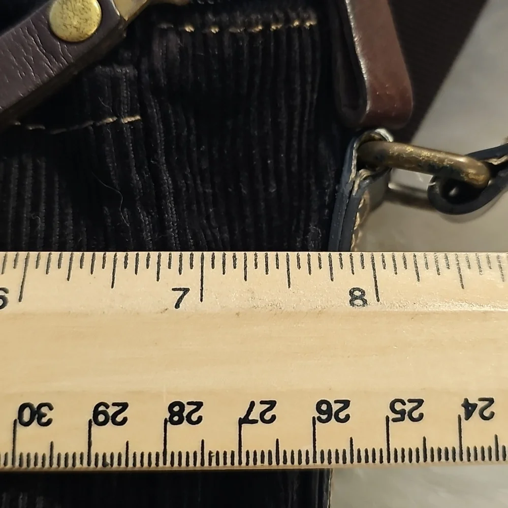 Nine West Black Corduroy Messenger Bag with Brown Trim. Crossbody‎